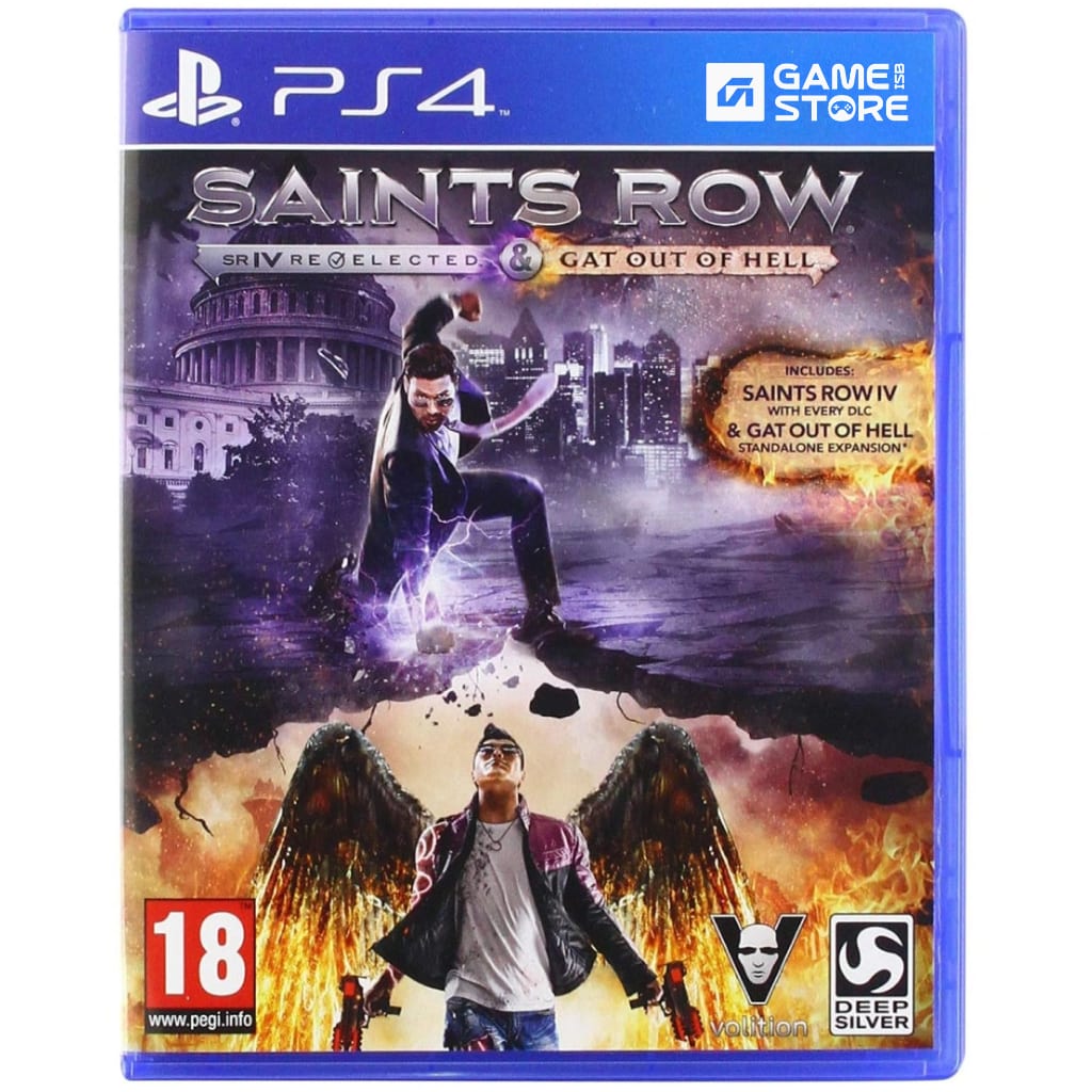Saints Row 4 Re-Elected and Gat Out of Hell PS4 used game case cover art