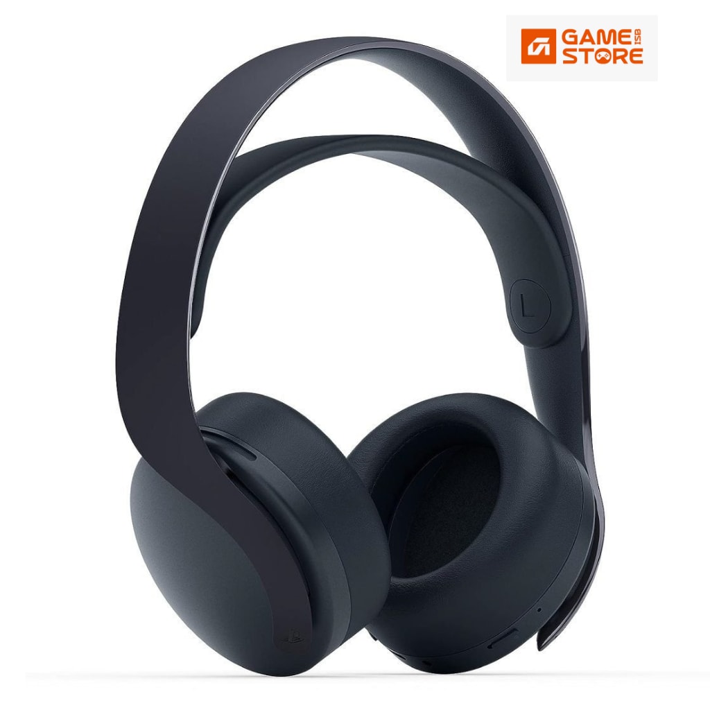 Sony PlayStation PULSE 3D wireless gaming headset in white and black matching PS5 console
