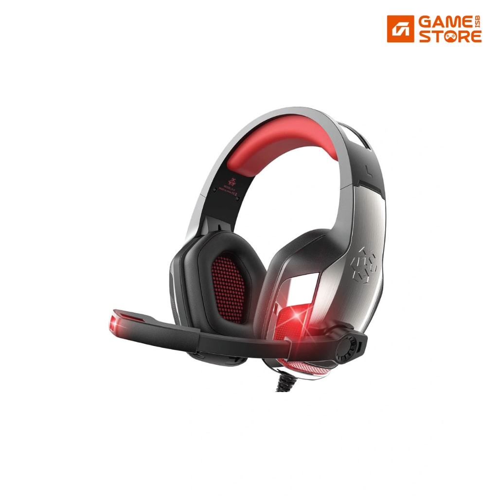 Hunterspider RGB gaming headset with LED lighting in red
