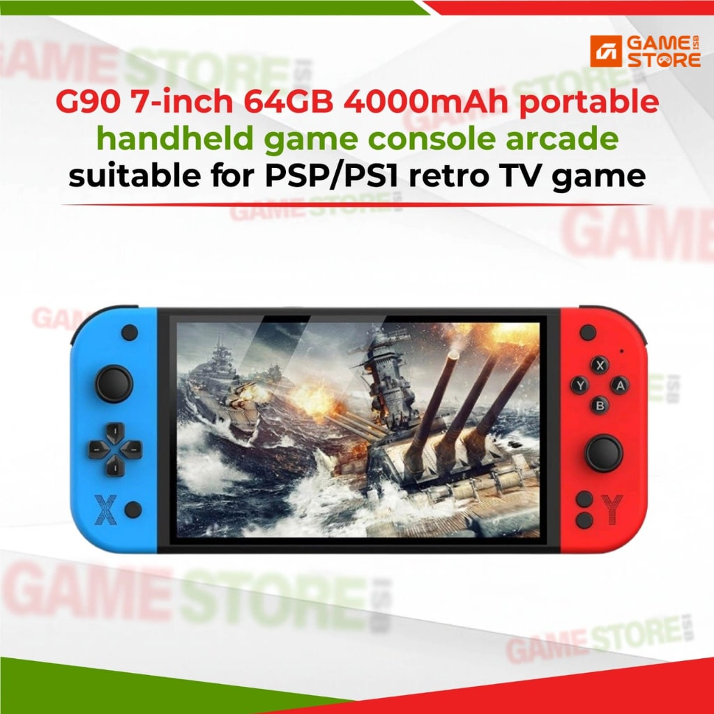 G90 7 inch retro handheld game console for PSP and PS1 games with dual analog sticks