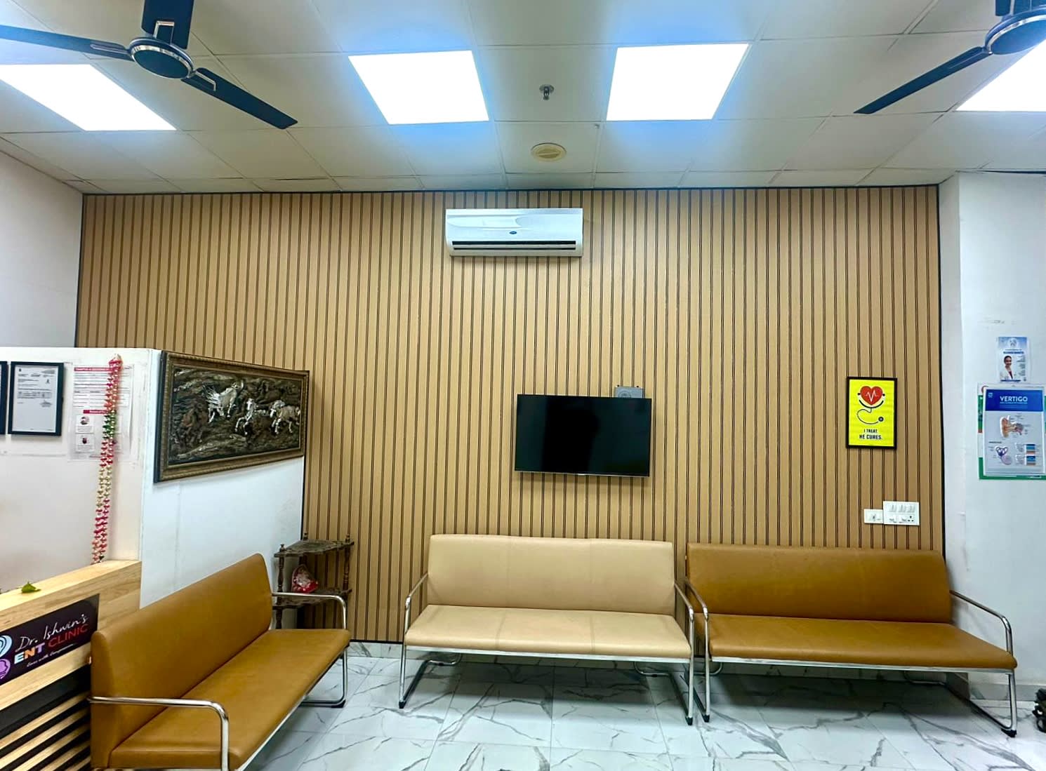 Hygienic Fluted Wall Panel installation in hospital lobby by Goals Floors