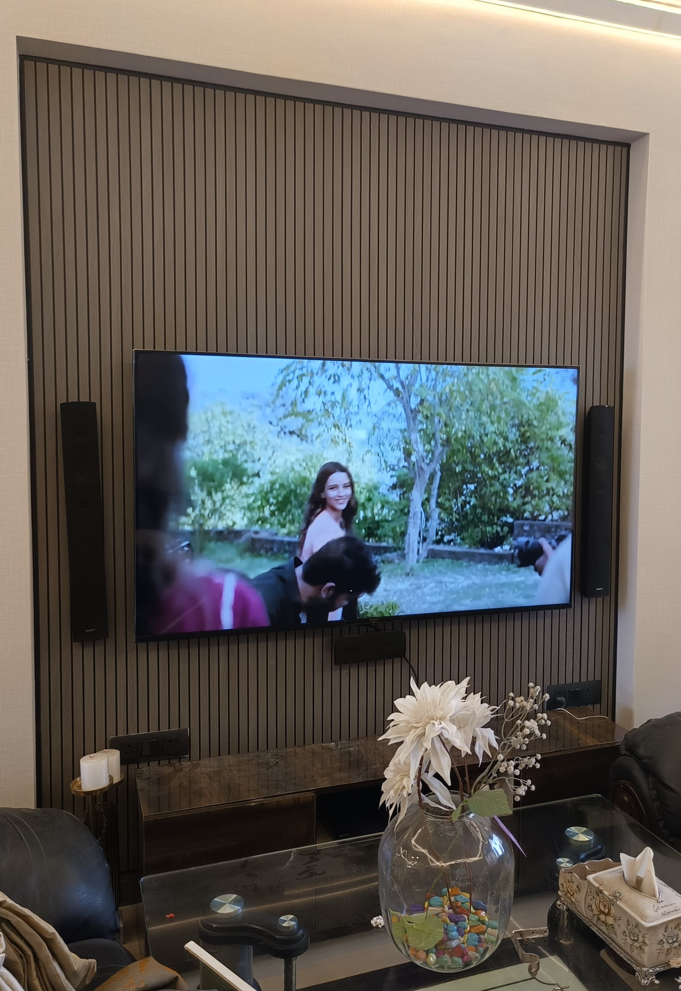 Dark Color Fluted Wall Panel installed in modern space by Goals Floors