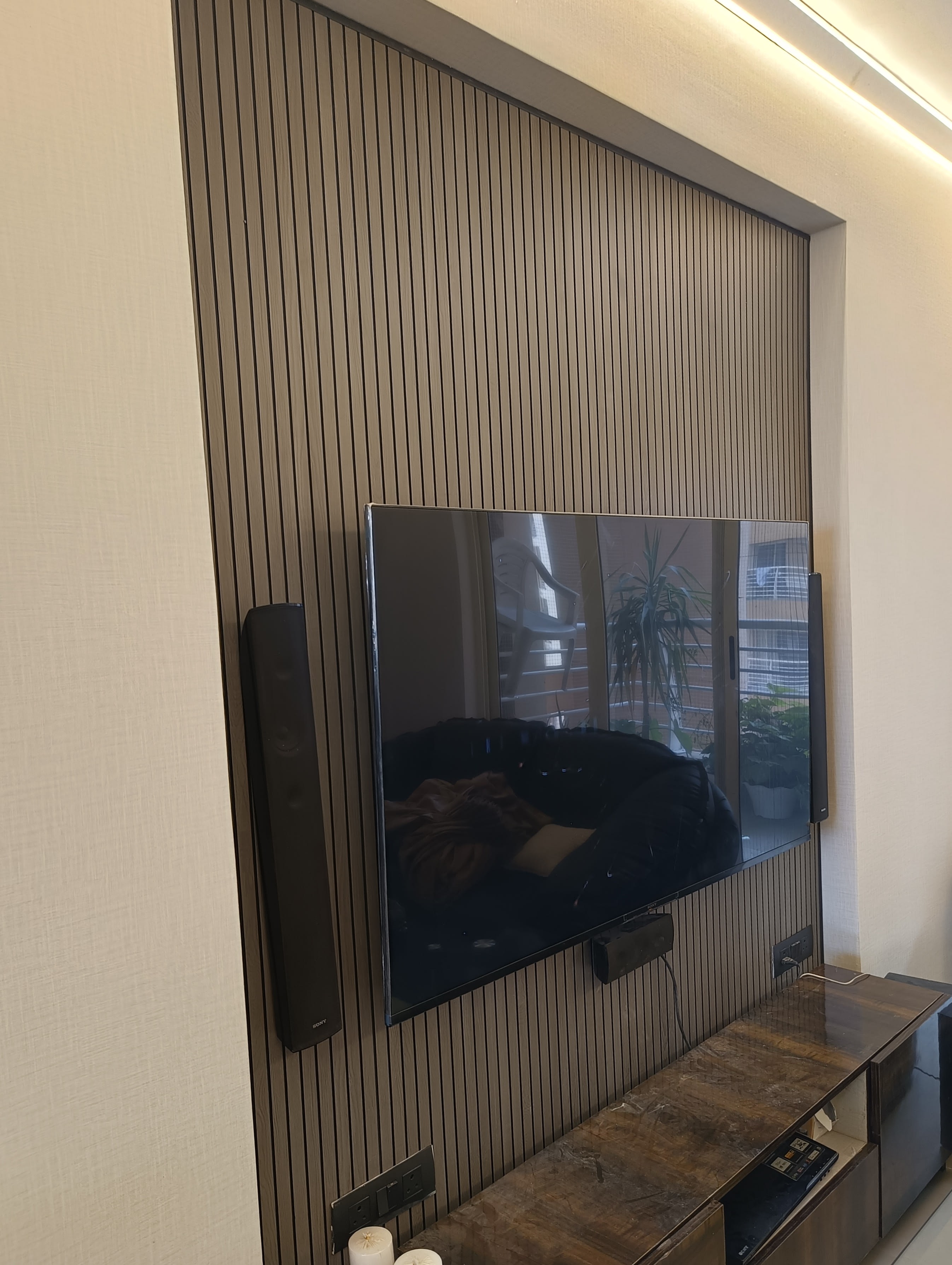 Designer Wall Panels for TV Cabinet and media wall by Goals Floors
