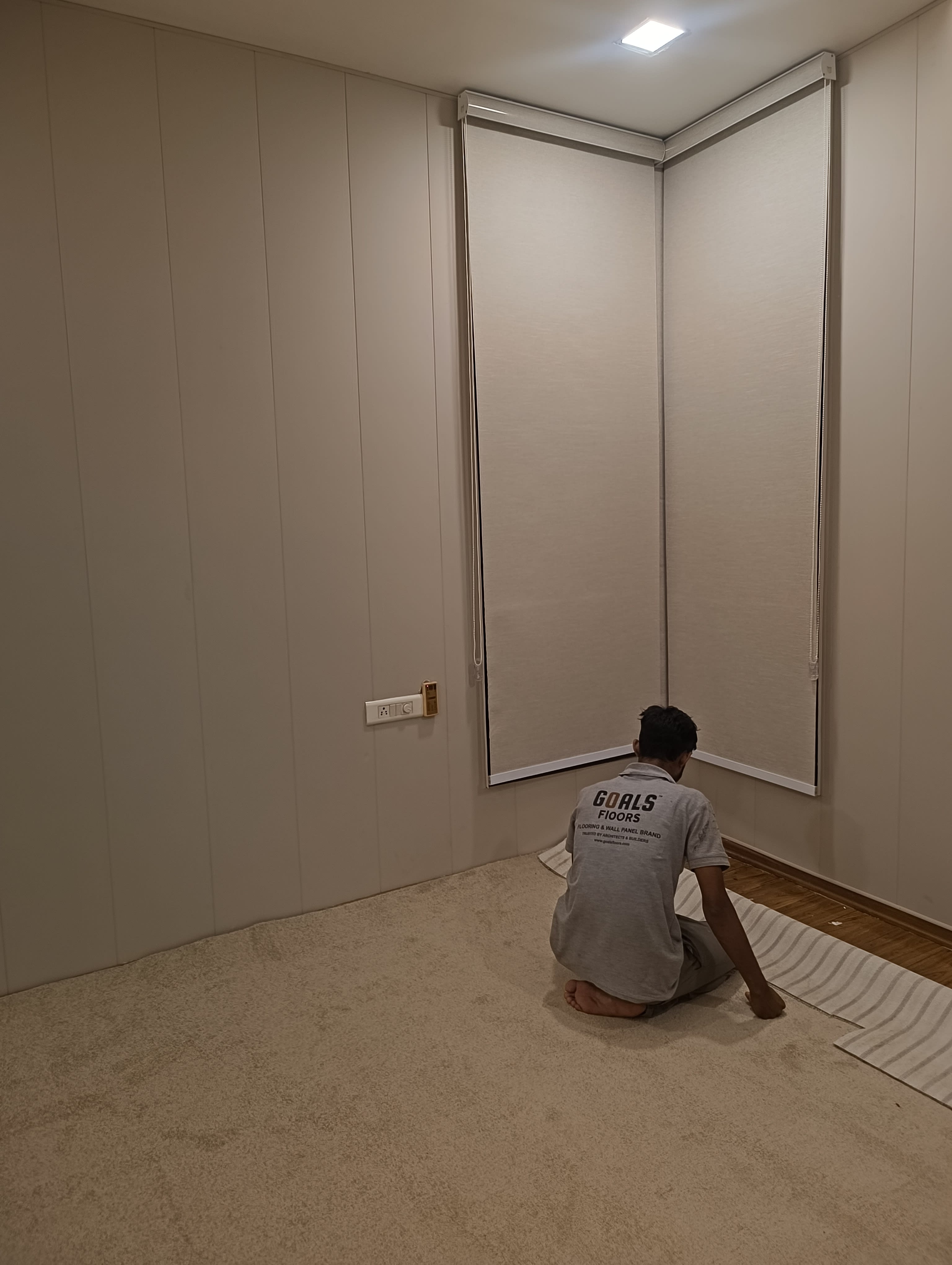 PVC Wall Panel installation on seepage wall for moisture protection by Goals Floors