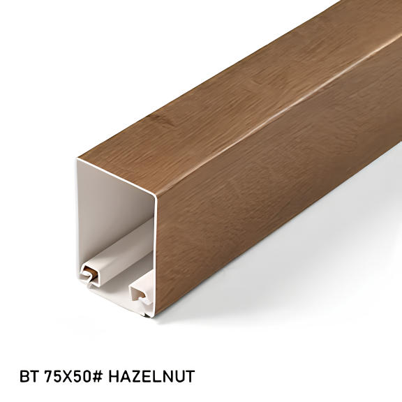 Hazelnut Tube+Track uPVC Baffle Ceiling