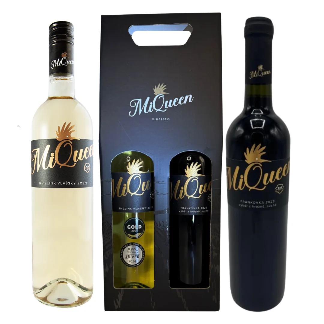Dárkový set vín MiQueen – Ryzlink vlašský 2023 & Frankovka 2023 (2 × 0,75 l)