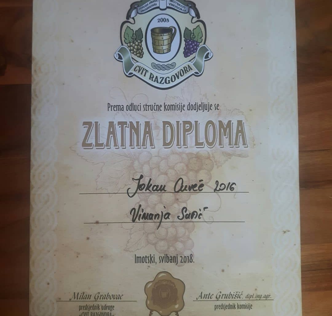Vinarija Sušić zlatna diploma