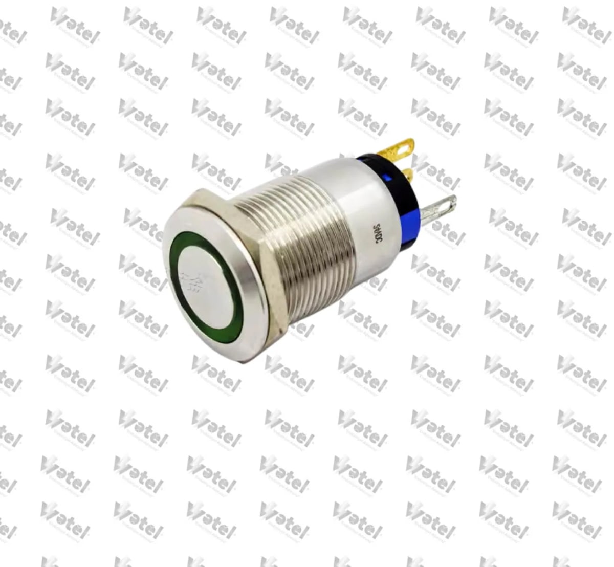 J19-371-GD - J19-371-GD 19mm Ledli Metal Kalici Buton 6-24V DC Yeşil