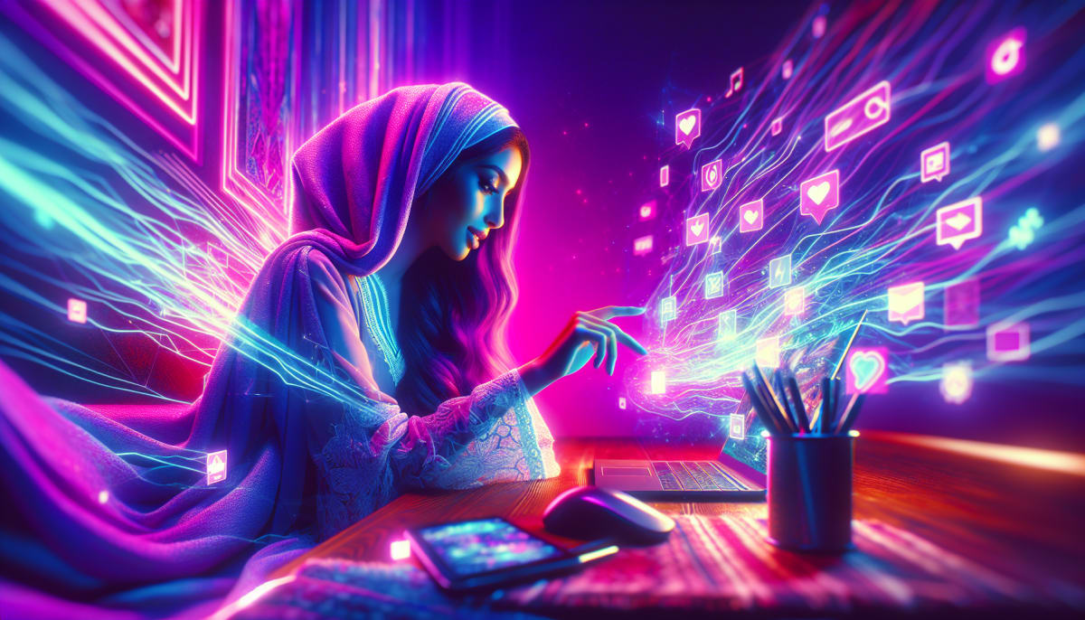 Cinematic AI video creation scene with vibrant colors and motion.