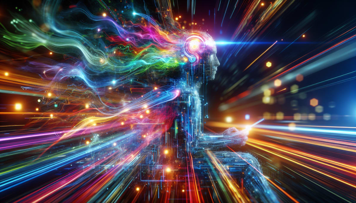 AI video for creators in action with vibrant AI graphics and motion blur.