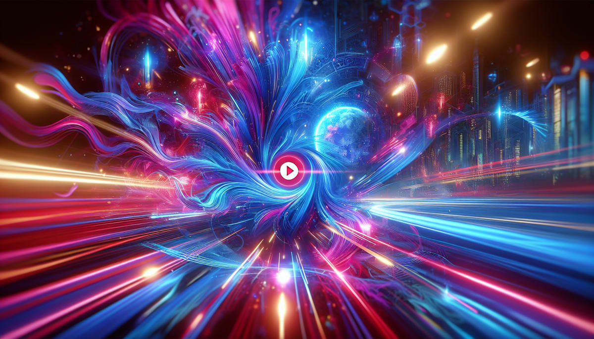 Vibrant depiction of AI video generator technology at work.