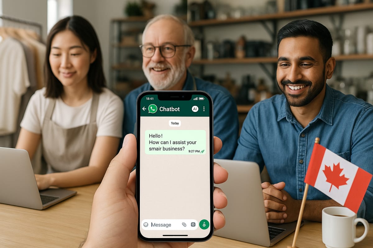WhatsApp AI chatbot assisting Canadian small businesses efficiently.
