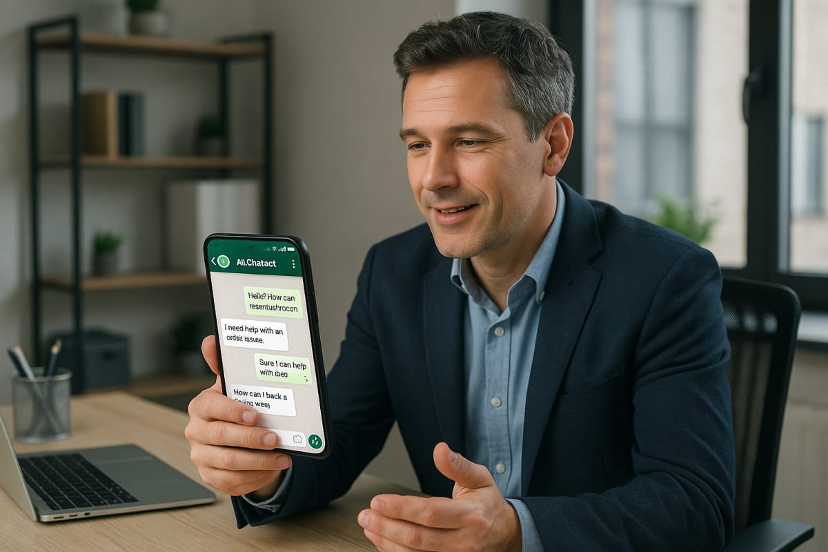 WhatsApp AI chatbot assisting small business owner