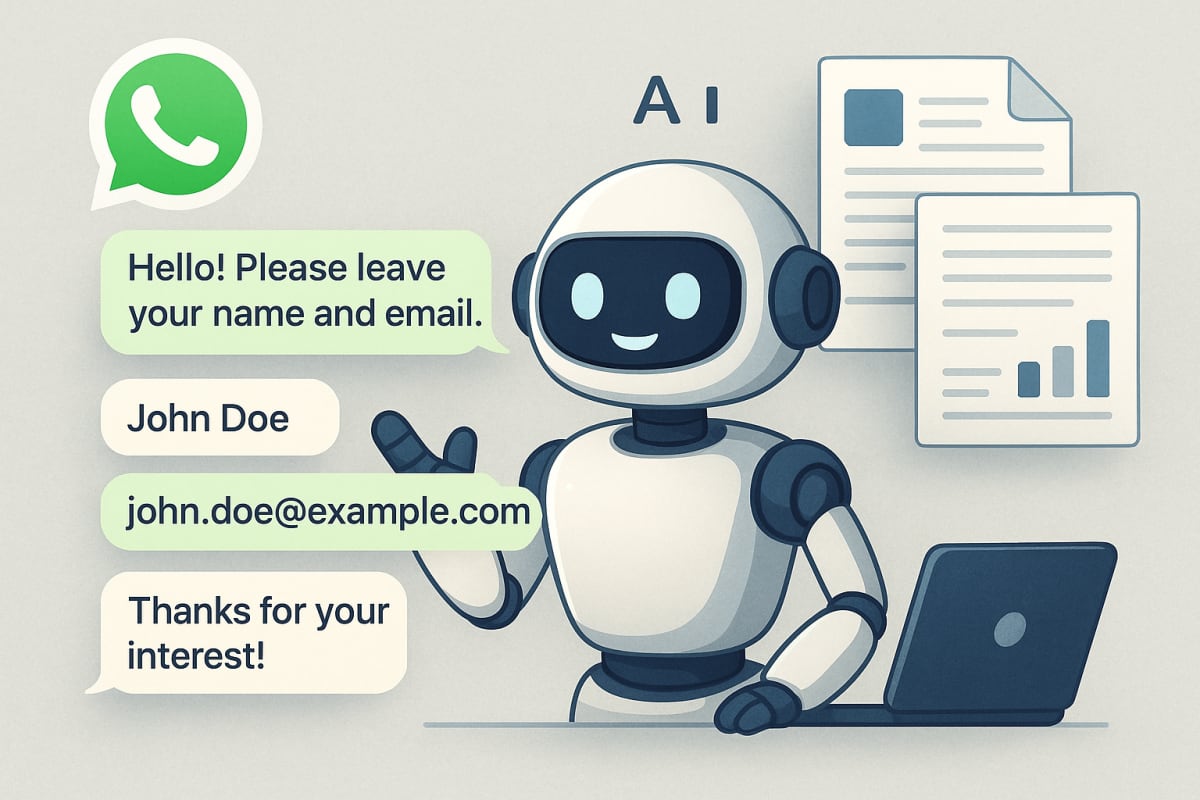 Illustration of WhatsApp lead capture with AI automation integrated.