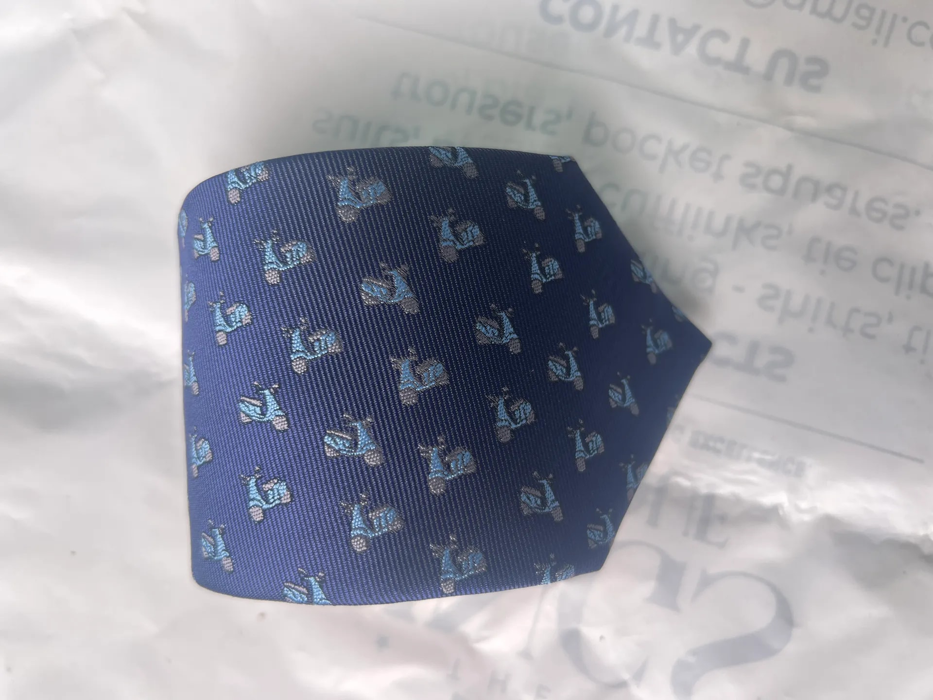 Blue Scooter Pattern Tie - Image 1
