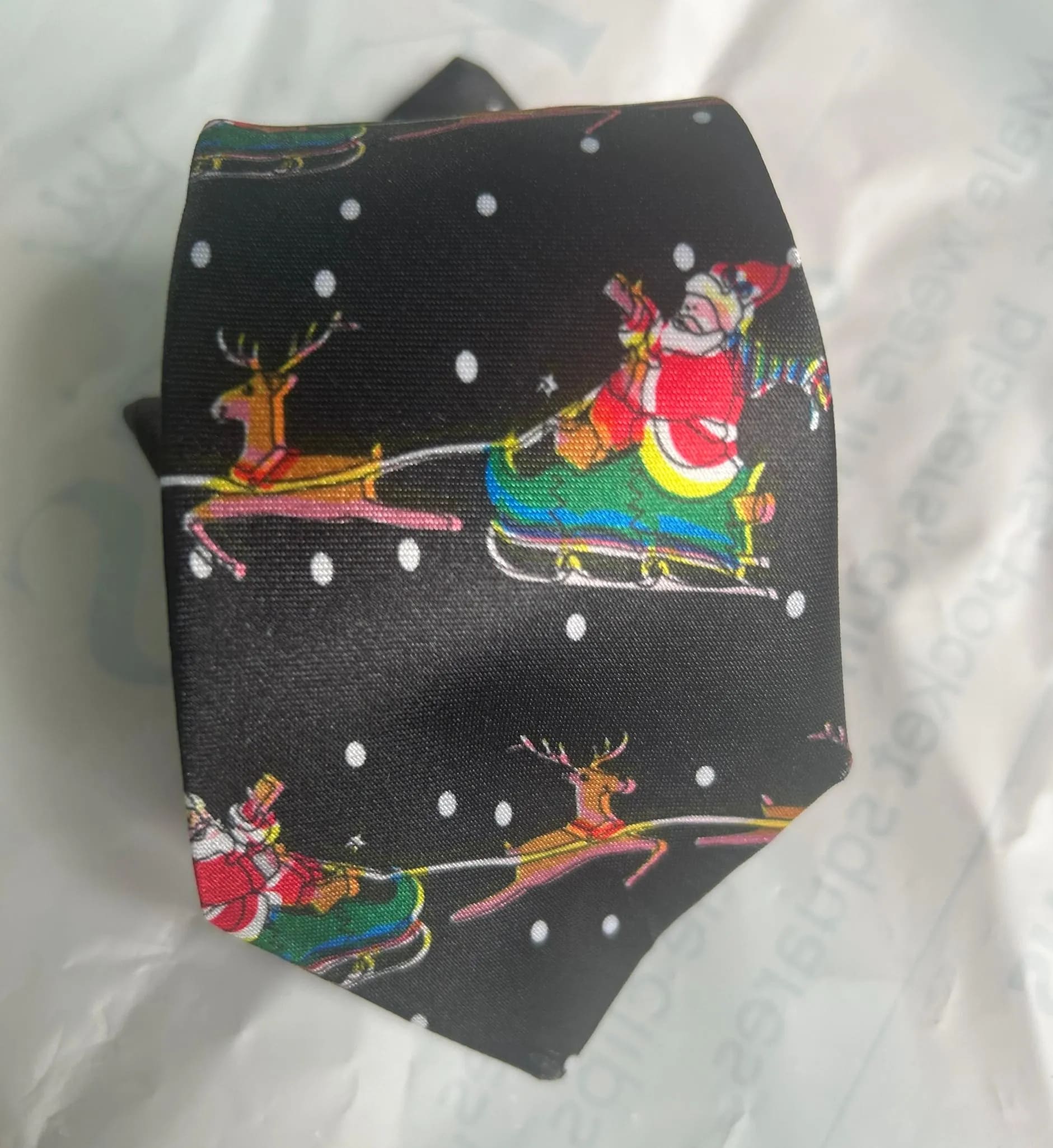 Santa Sleigh Black Tie