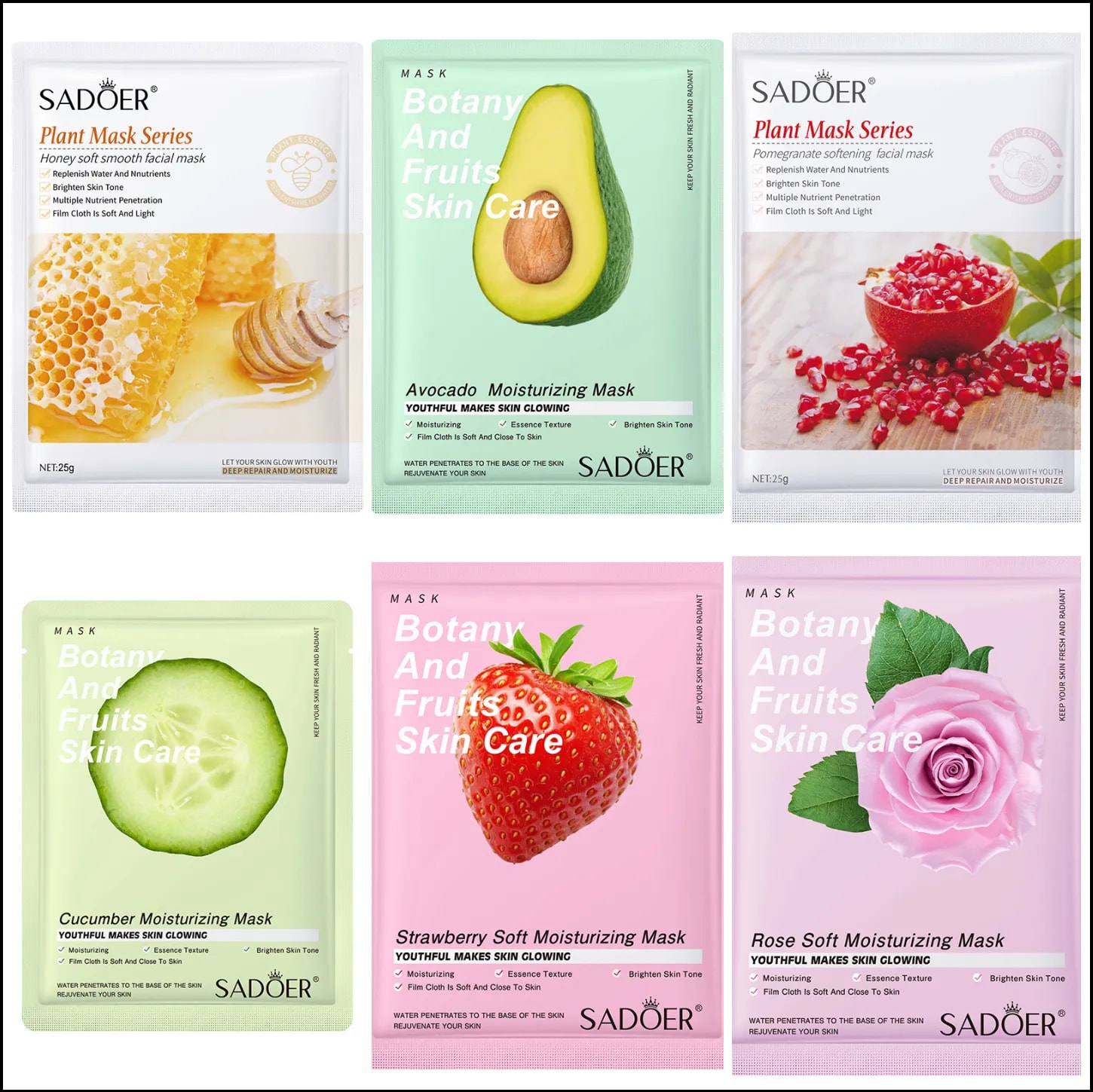 Sadoer 6in1 Plant and Fruit Extract Facial Masks