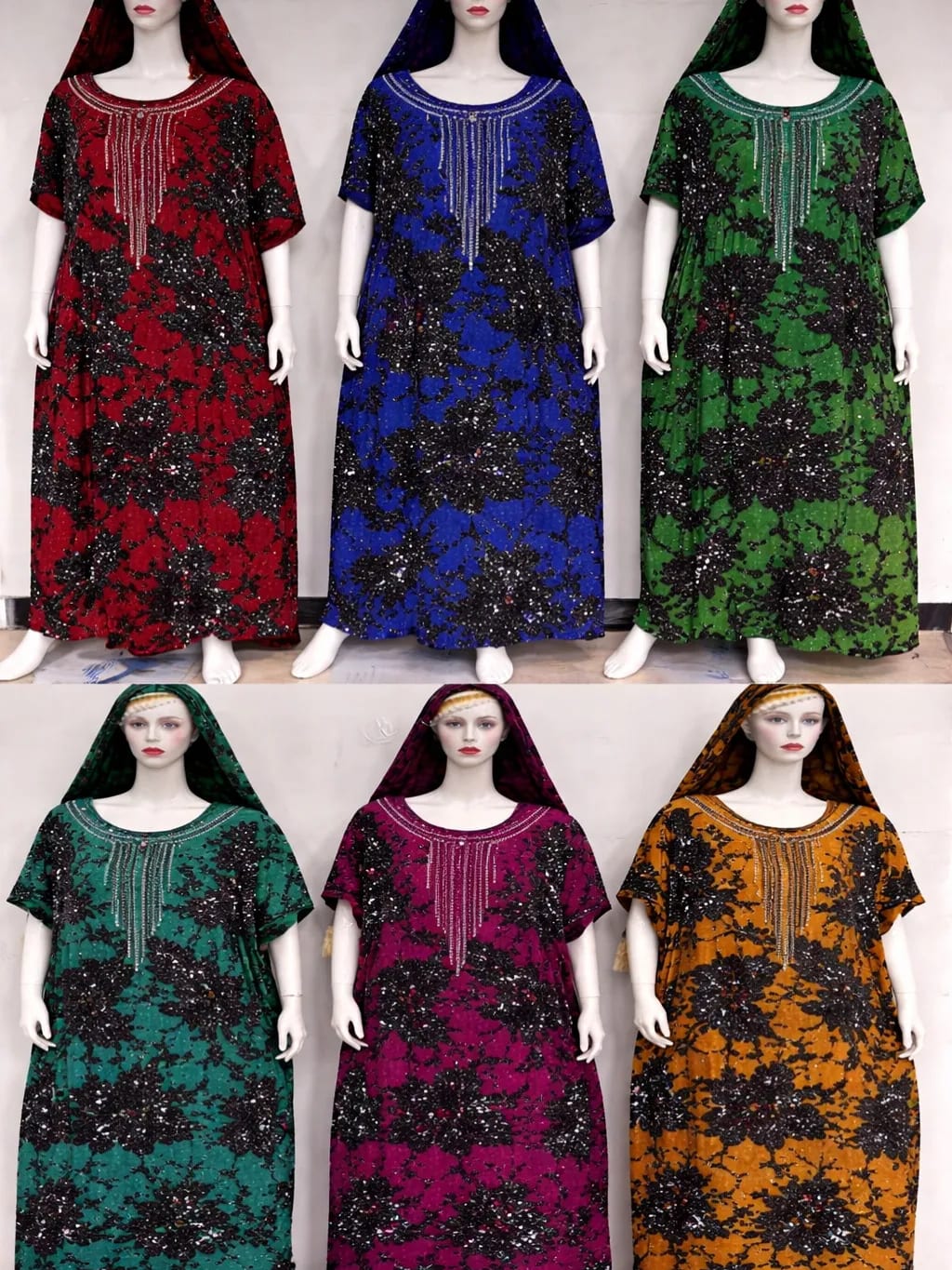 Stoned Abaya with Big scarf - Image 1