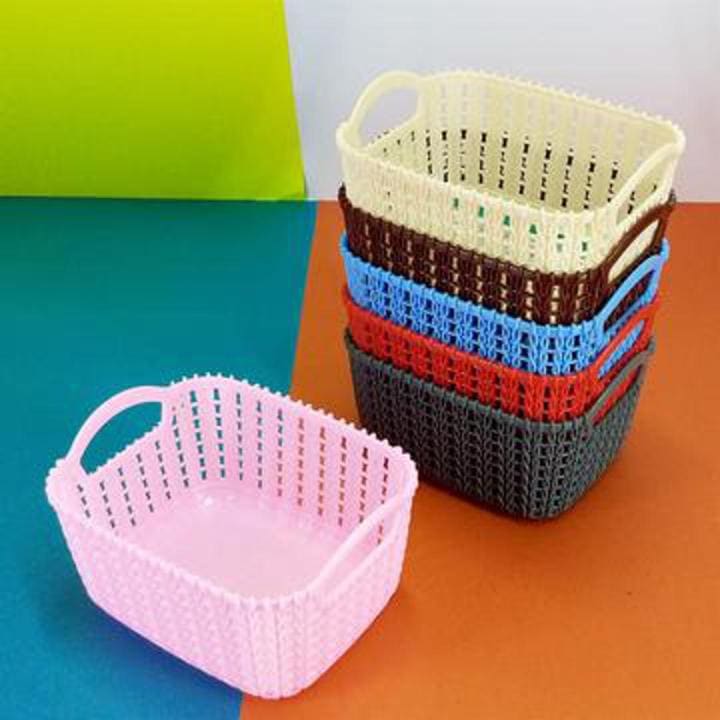 Mini Woven Plastic Basket, Storage Organizer For Cosmetics,Toiletries. - Image 1
