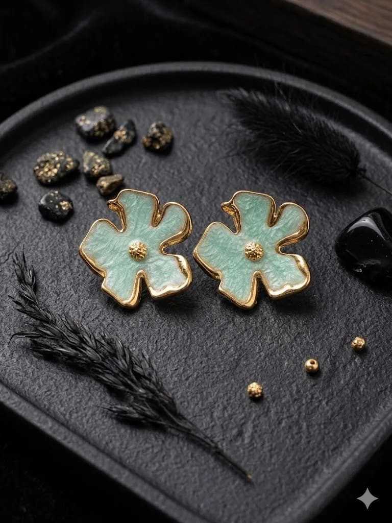 SAR flower oil drop earrings 🌸