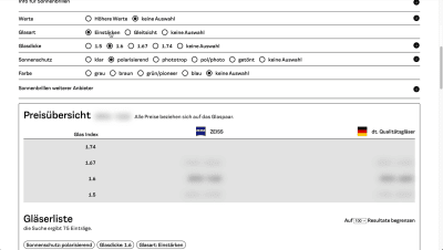 Beratungsboard - Optrician Sales Tool