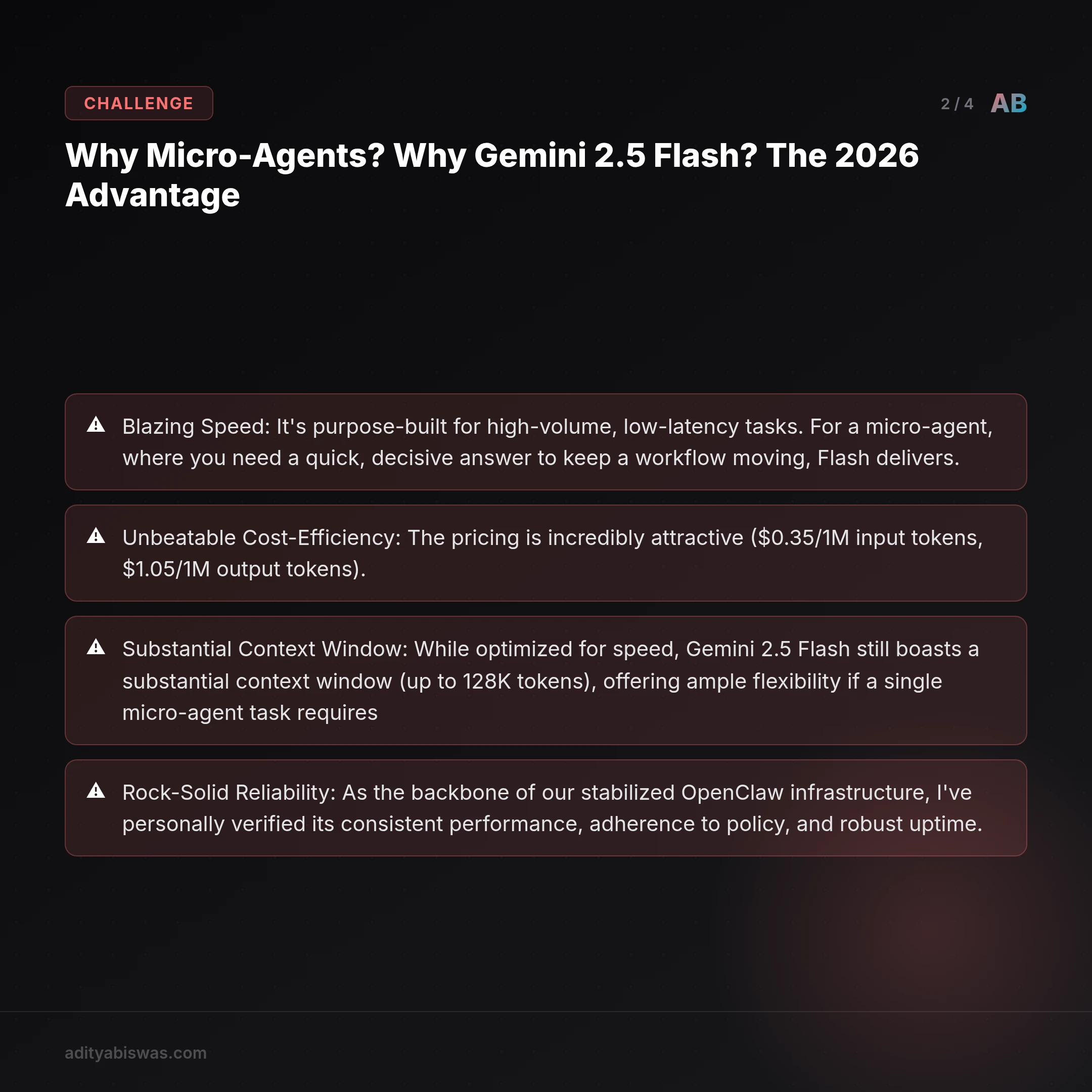 ## Why Micro-Agents? Why Gemini 2.5 Flash? The 2026 Advantage