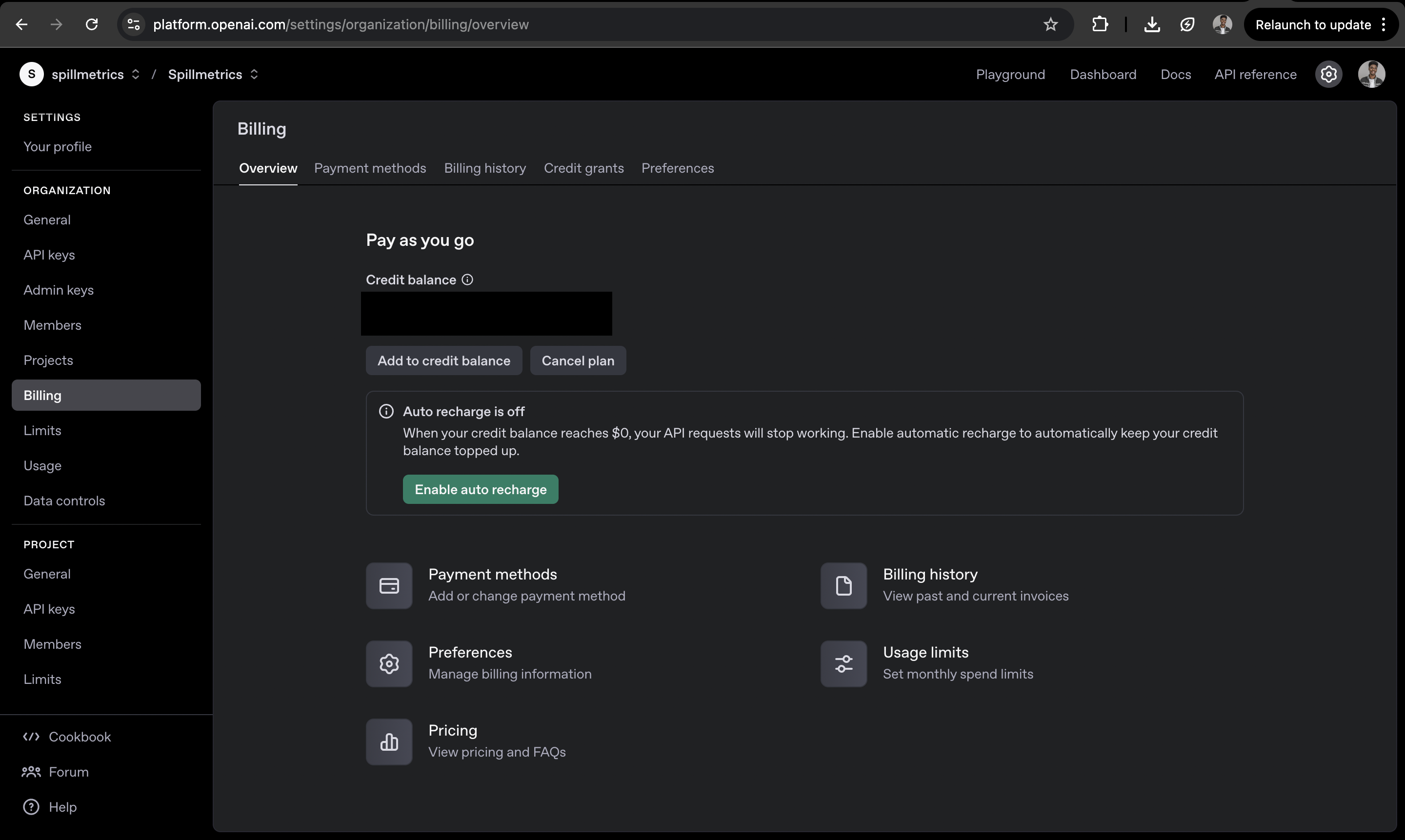 openai billing dashboard