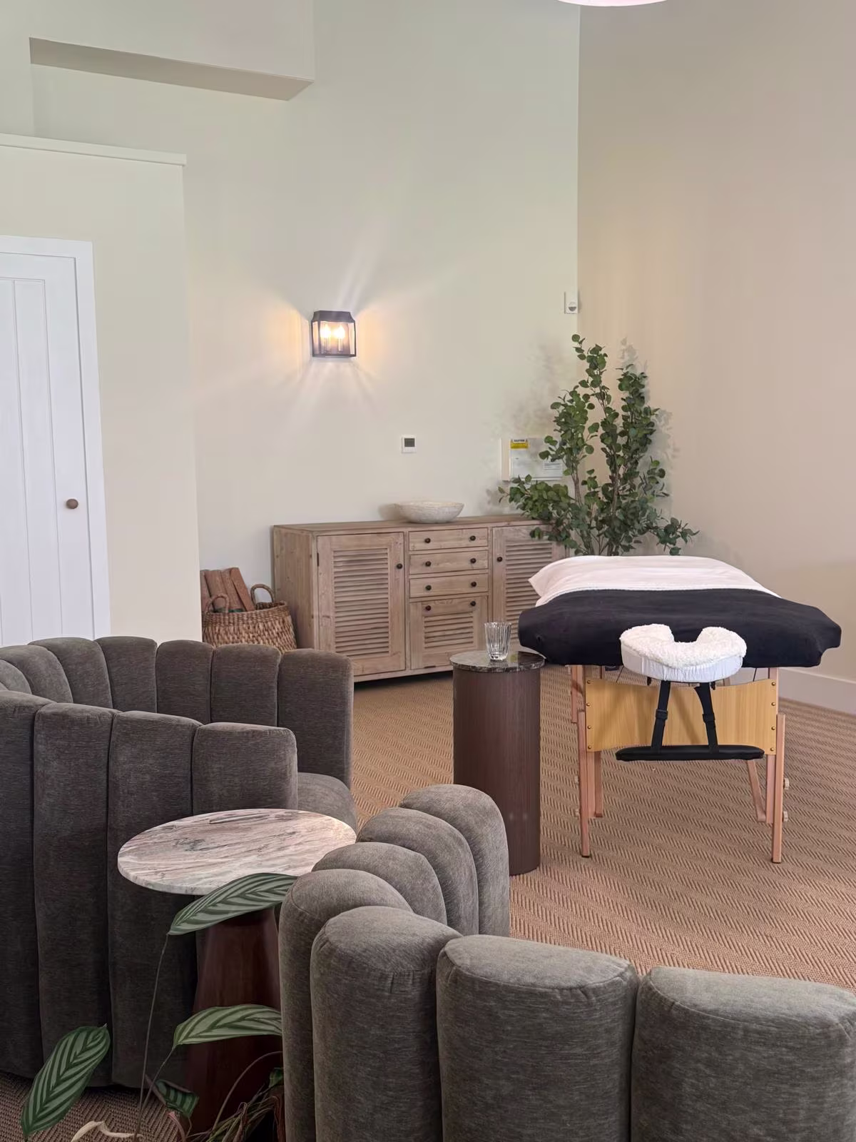 Retreat room chairs and massage table.
