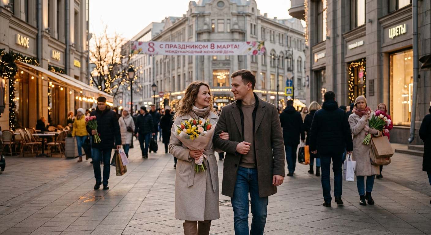 Иллюстрация к статье: Куда сходить на 8 марта 2026: лучшие идеи и мероприятия по всей России