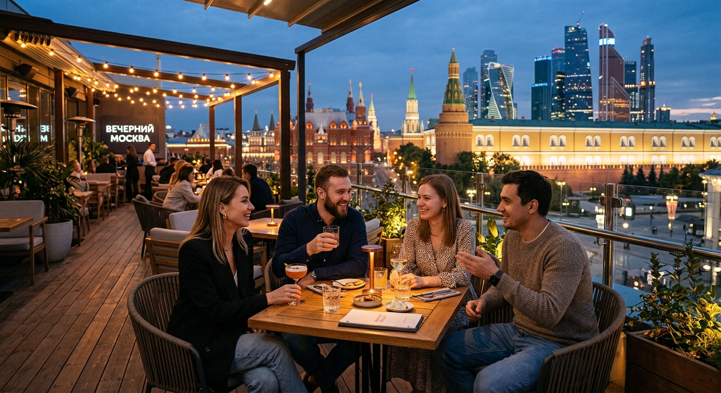 Иллюстрация к статье: Куда сходить вечером в Москве: бары, прогулки и ночная жизнь