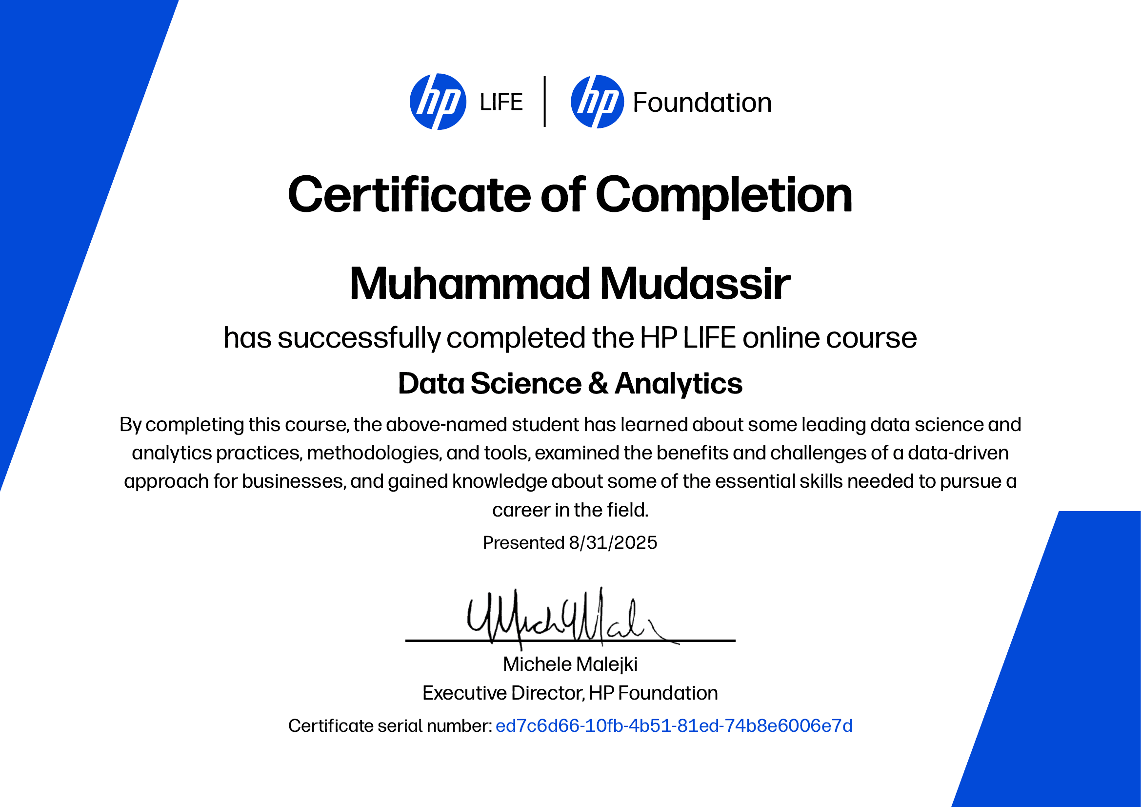 Data Science & Analytics Certificate