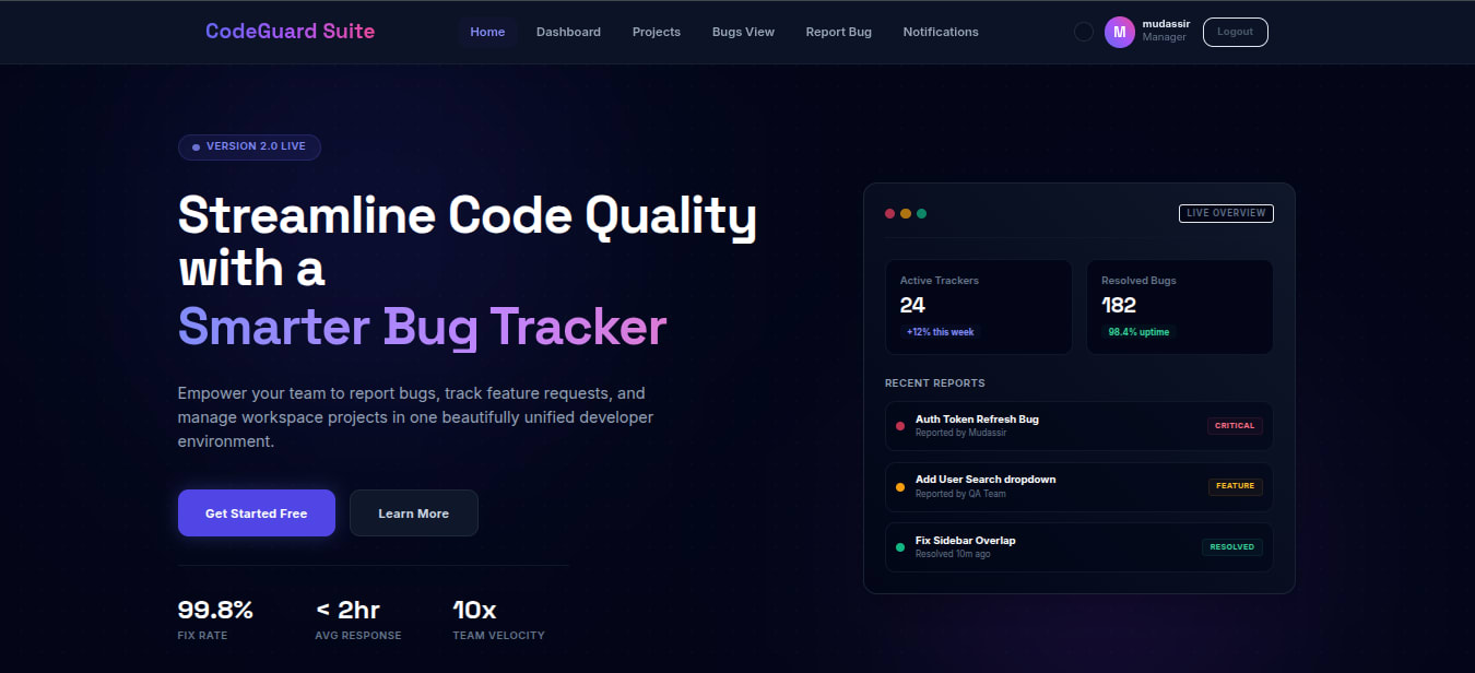 CodeGuard Suite -// Full-Stack Bugs Tracking Application