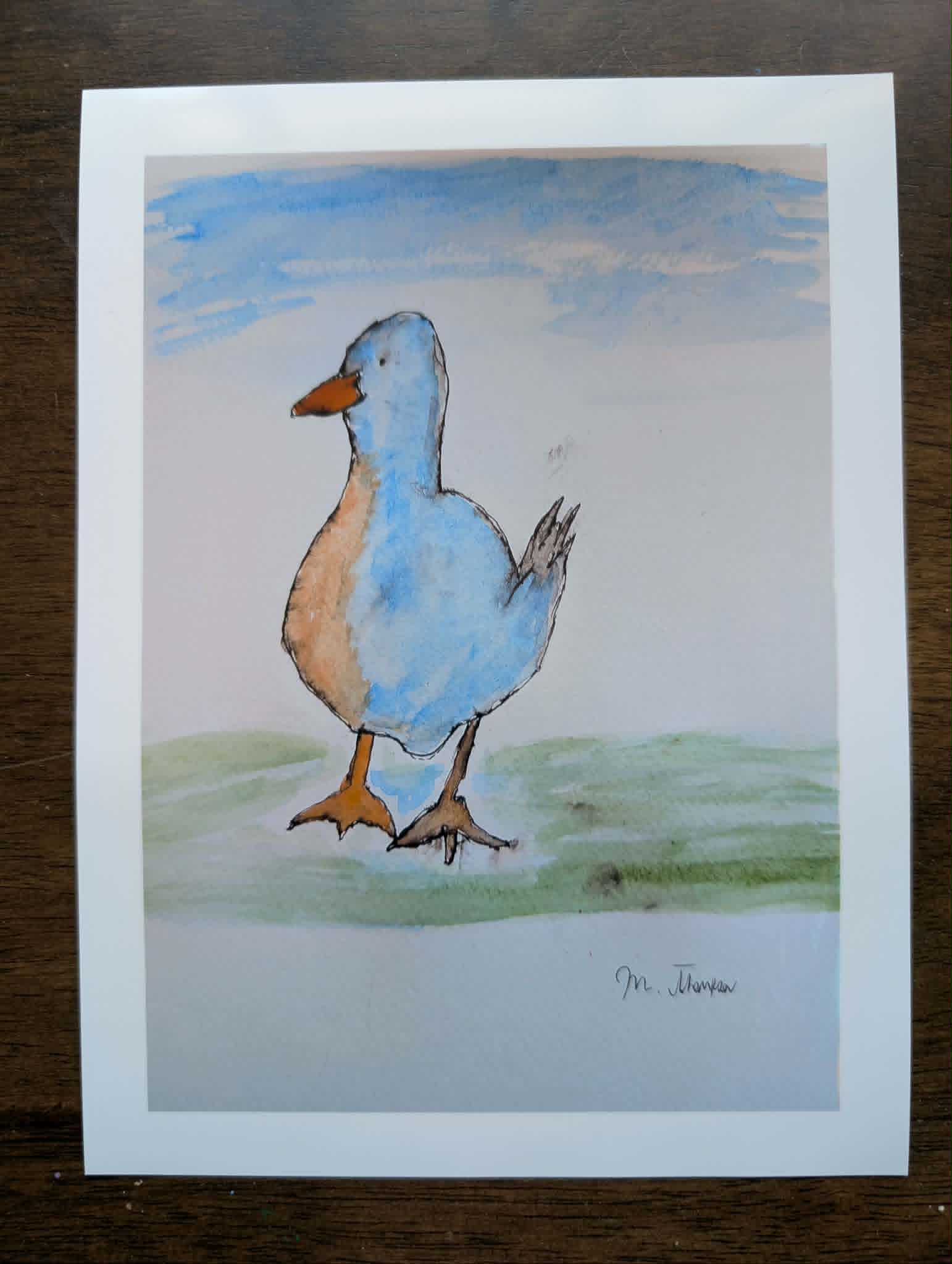 Puddle Duck Watercolor Print by Canadian artist Mark Thompson