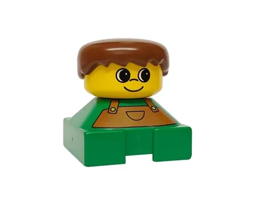 Duplo 2 x 2 x 2 Figure Brick, Green Base with Overalls, Brown Hair, Yellow Head (75418) Image