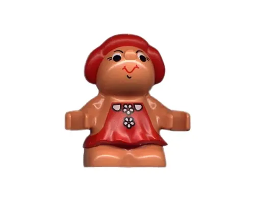 Duplo Figure Little Forest Friends, Female, Red Dress with White Flowers and Collar Pattern (Lolly Strawberry) (4142300) Image