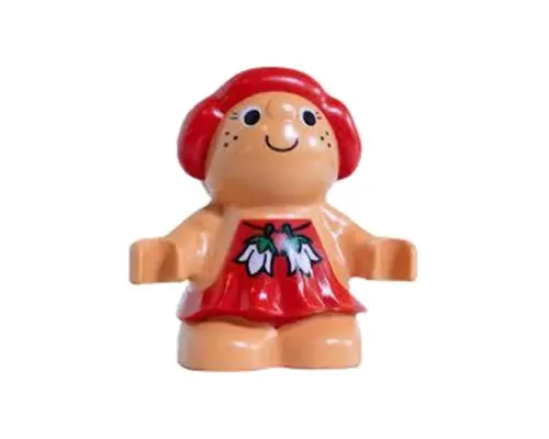 Duplo Figure Little Forest Friends, Female, Red Hair, Red Dress with White Flowers Pattern (Sugar Strawberry) Image