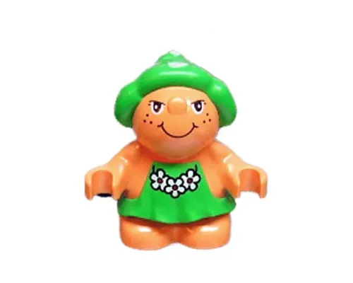 Duplo Figure Little Forest Friends, Female, Green Dress with Flowers Pattern (Trixie Toadstool) Image