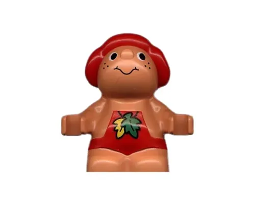 Duplo Figure Little Forest Friends, Male, Red Outfit with Leaves Pattern (Baby Jelly Strawberry) (4142316) Image