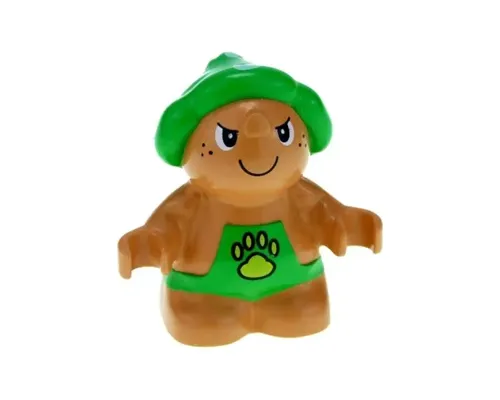 Duplo Figure Little Forest Friends, Male, Green Outfit with Yellow Paw Pattern (Trouble Toadstool) Image
