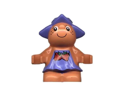 Duplo Figure Little Forest Friends, Male, Medium Violet Outfit with White Flower Pattern (Toot Bluebell) (4142321) Image