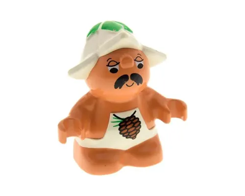 Duplo Figure Little Forest Friends, Male, White Outfit with Pine Cone Pattern (Sleepyhead Meadowsweet) Image