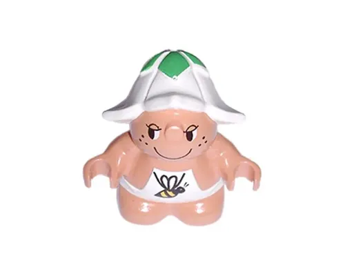 Duplo Figure Little Forest Friends, Male, White Outfit with Bee Pattern (Dozey Meadowsweet) (4142313) Image