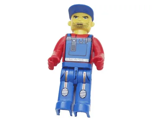 Tractor Driver With Blue Overalls, Red Shirt, Plain Blue Cap, Beard Stubble (4214808) Image