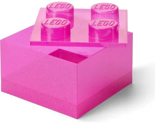 Pink Clear Brick Shaped Storage Box Pink Clear Brick Shaped Storage Box Image