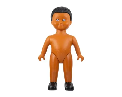 Duplo Figure Doll, Large, without Clothes, Black Male Hair, Dark Orange Body (6078088) Image