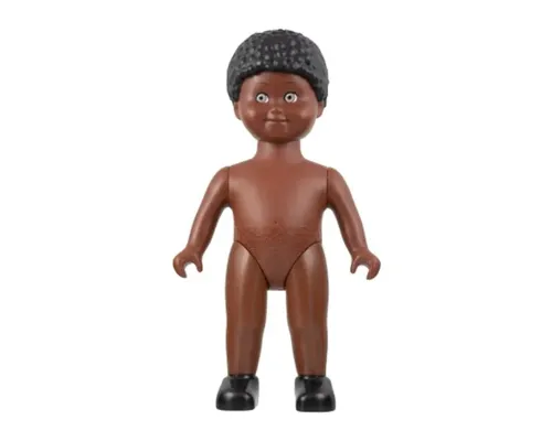 Duplo Figure Doll, Large, without Clothes, Black Coiled Hair, Reddish Brown Body (6078081) Image