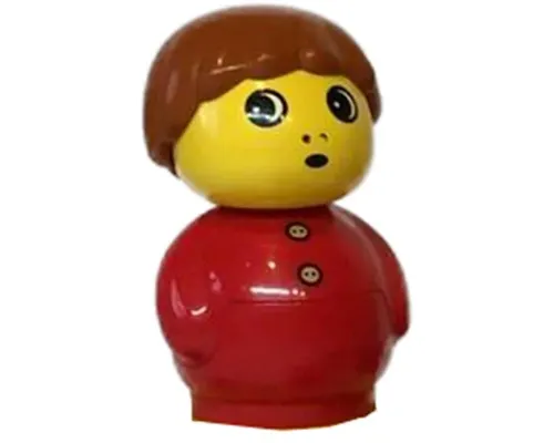 Primo Figure Boy with Red Base, Red Top with Two Buttons, Dark Orange Hair (4107978) Image