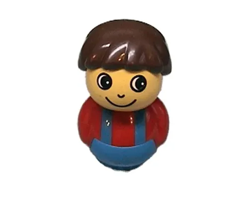 Primo Figure Boy with Blue Base, Red Top with Blue Suspenders, Brown Hair (4107976) Image