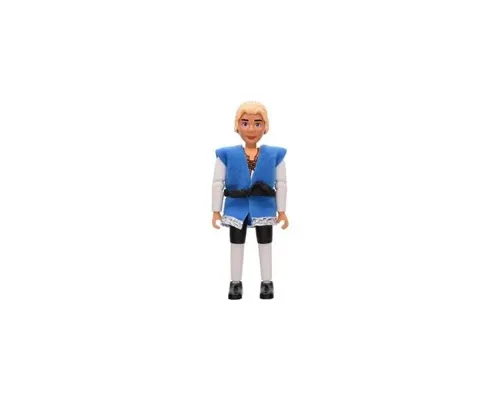 Belville Male, Adult Man (Prince Justin) - Black Shorts, White Top with Laces and Royal Crest Logo Pattern, Very Light Orange Hair, Black Shoes, Vest Image