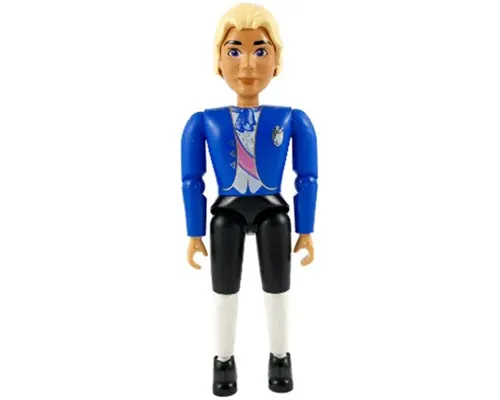 Belville Male, Adult Man (Prince / Groom) - Black Shorts, Blue Top with Vest and Sash Pattern, Very Light Orange Hair, Black Shoes (4129896) Image
